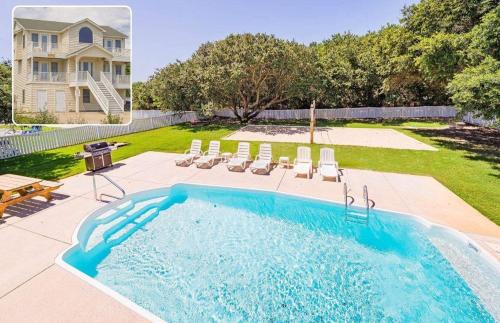King BEEch - Southern Shores, 300 Yds to Beach, Ocean View, Pool, Hot Hub, Fenced Yard - Hargraves Beach, NC