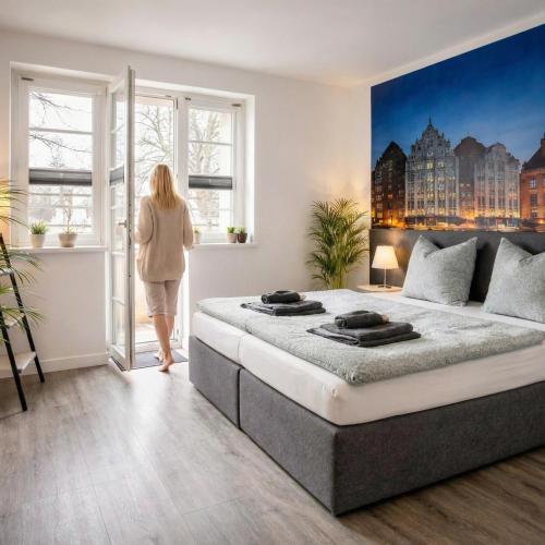 Luxus City Apartment Sauna Balkon Küche Zentral in Rostock, Deutschland
