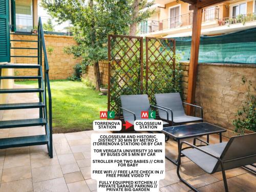 Golden Stay Rome - Entire Apartment for 6 People with Private Garden and Garage - Close to Metro C