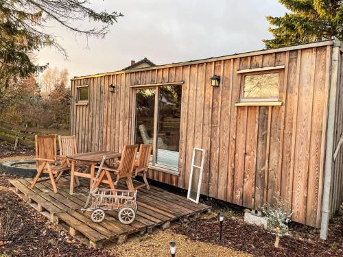 陽台/露台, Holiday Home Tiny House Cottage Herbert by Interhome in 貝茨多夫-赫尼茨