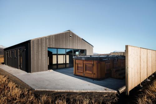 Bañera de hidromasaje, Green Geysir Cottage in Reykholt
