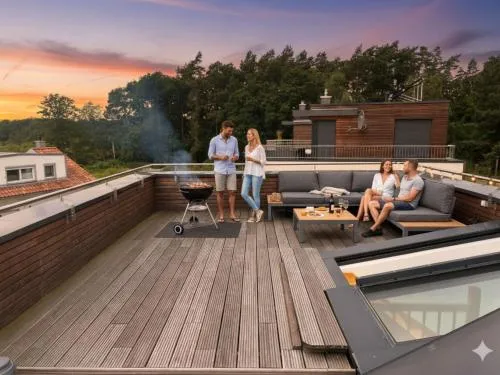 Exklusives Ferienhaus mit Sauna und Panorama Dachterrasse, traumhafter Ausblick garantiert in Krakow am See, Deutschland