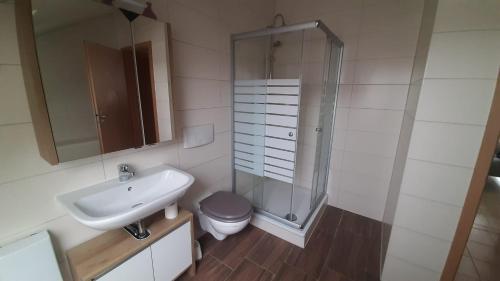 浴室, Ferienwohnung Seeblick in 烏斯特羅