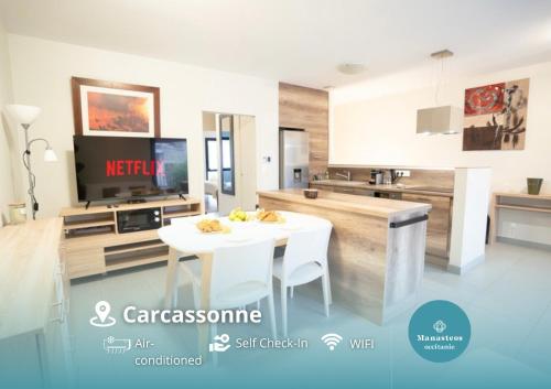 Air-conditioned 2 bedroom apartment with Terrace Parking Carcassonne