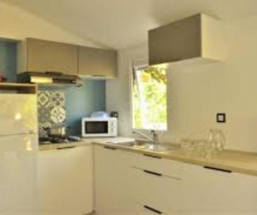 廚房, Cottage PARKS Mobil-home éco-chic vue lac (Cottage PARKS Mobil-home eco-chic vue lac) in 蓬德薩拉爾