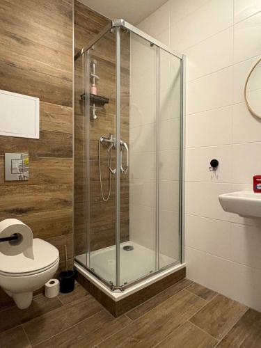 浴室, Apartmány Polná na Šumavě (Apartmany Polna na Sumave) in 舒馬瓦山區霍日采