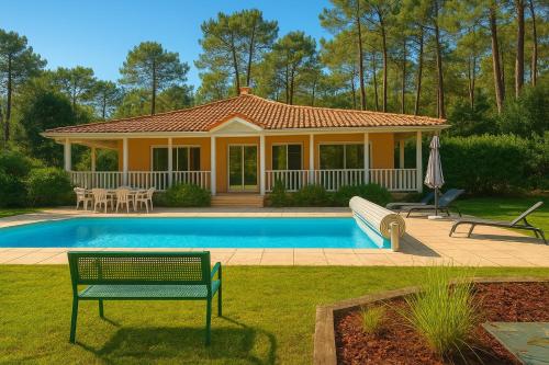 Villa avec piscine - 3 chambres - Proche océan gîte à louer Golf International de Lacanau