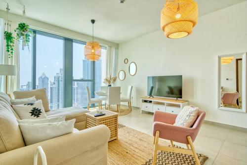 Boho-Chic Cosy 1BR, minutes to Burj Khalifa, Dubaj