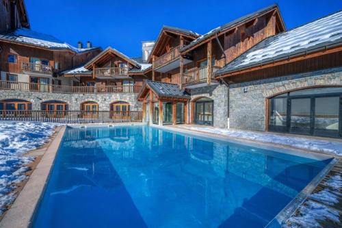 Vue pistes Piscine Sauna Parking 6 pers - Location saisonnière - Villarembert