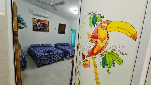 3 double beds, 2 twin beds