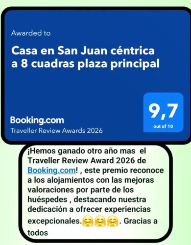 San Juan casa céntrica HERMOSA a solo 8 cuadras plaza principal