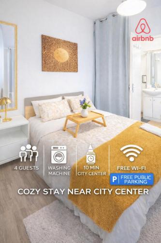 peaceful retreat & cozy apartment in reims , sleep4 ,near city center , free public parking