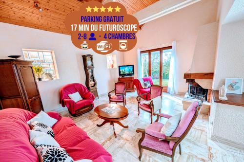 La VILLA MOUSSE - Maison 4 Ch proche Futuroscope et Aquascope gîte à louer Quinçay