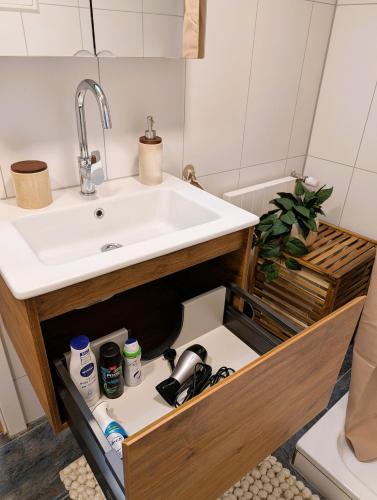 Fürdőszoba, Charmantes Studio am Rhein in Stein am Rhein