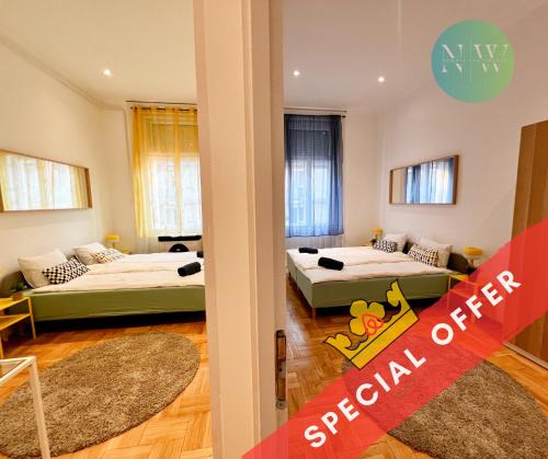 2BR Supercentral Apartment with Variable Beds by NW, Budapest