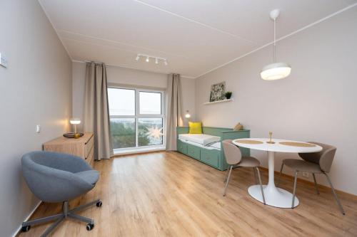 Studio apartment with gym, parking, coworking