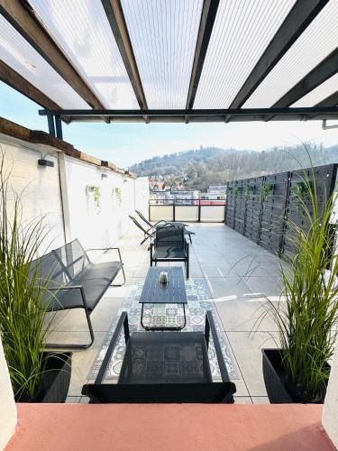 陽台/露台, NIRO I Design City Apartment, Dachterrasse, modern, Top Lage, Zentrum, W-LAN, TV in 韋因海姆