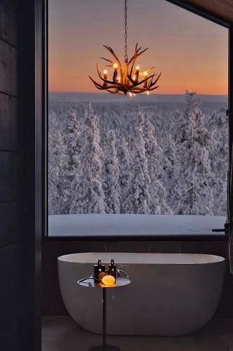 Black Villa, Aurora View Bath & Sauna, Private Design Villa in Lapland, Kolari