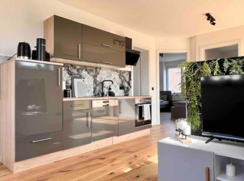 Kitchen, modernes Apartment fur Monteure & Handwerker in Bensheim mit Wlan & Balkon in Bensheim