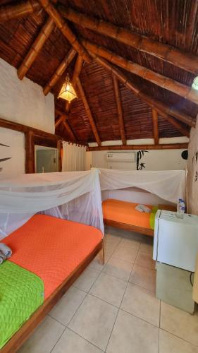 2 double beds, 1 twin bed