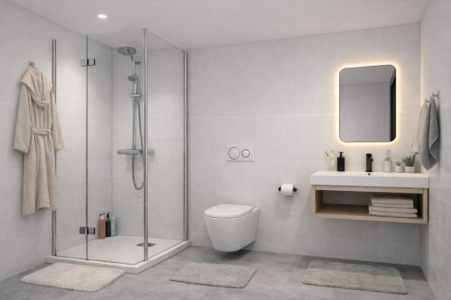 Fürdőszoba, HEI3 Apartment Hotel - WELTWEIT erstes Apartmenthotel aus dem 3D Drucker in Heidelberg Külváros