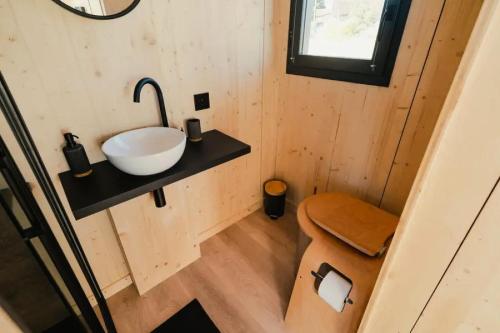 淋浴間, Richecourt - Parcel Tiny House - Tiny House 1 vue prairie en Picardie MAE-2213 in 克雷西塞爾河畔
