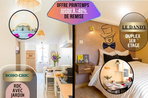 Idéal PRO & Couple - 2 Logements Thème Boho Chic RDC & Dandy 1er étage - Quartier Calme - Jardin - WIFI HD - Smart TV - Parking Gratuit - Proche Centre & Transports - Ask Home, Valenciennes