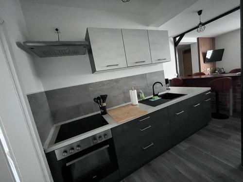 廚房, Ferienwohnung Oderaue Fürstenblick (Ferienwohnung Oderaue Furstenblick) in 艾森許滕施塔特