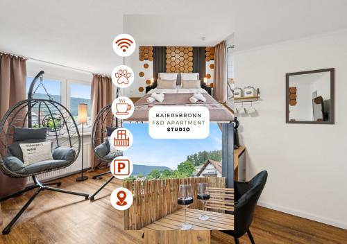 Schwarzwald-Oase mit Balkon und Parkplatz in Baiersbronn, Deutschland