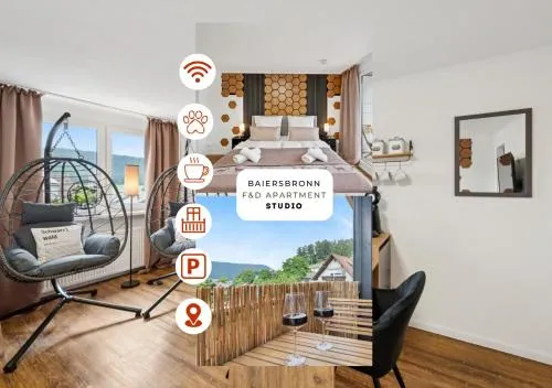 Schwarzwald-Oase mit Balkon und Parkplatz in Baiersbronn, Deutschland
