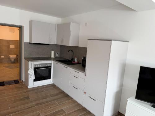 廚房, Ferienwohnung -Alte Backstube- in 哈達馬爾