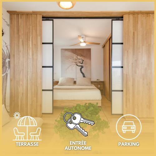 Villa Bamboo terrasse parking Port Nature Village Naturiste