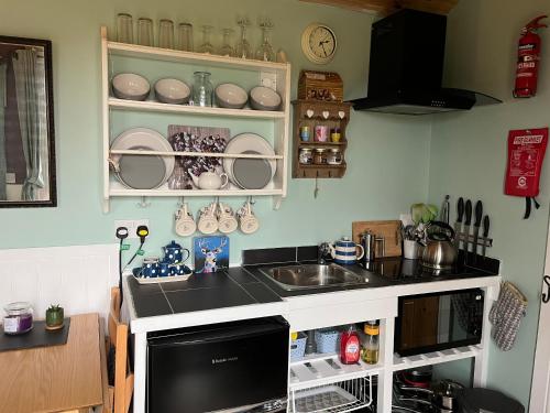 Kitchen, The Aultnamain Shepherds Hut in Edderton