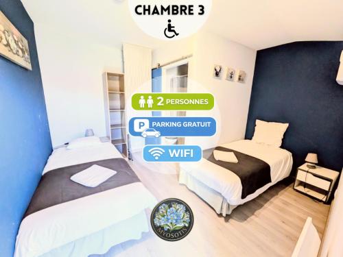 מיטה, Chambres Duo au Gîte Domaine du Luth - 20 min du Futuroscope et Aquascope (Chambres Duo au Gite Domaine du Luth - 20 min du Futuroscope et Aquascope) in Vouille
