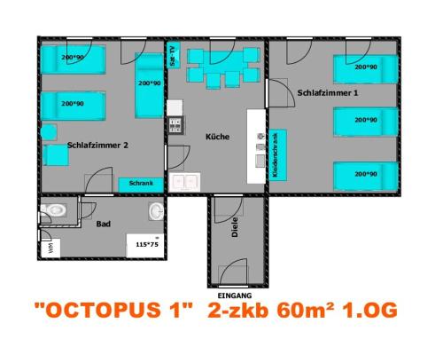OCTOPUS-1 Monteurwohnung in Zentrum! 2-zkb in 1og in Hofgeismar