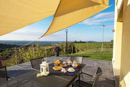 Panoramic villa on the hills of the Langhe among the vineyards large swimming pool in Farigliano