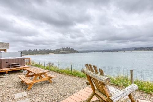 Dog-Friendly Bayfront Home with Private Hot Tub Water & Bridge Views Free WiFi in Bayshore (OR)