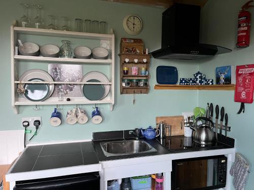 Kitchen, The Aultnamain Shepherds Hut in Edderton