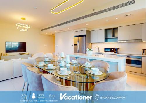 Vacationer Holiday Homes I Lux 3 Bed I Private Beach Access, Emaar Beachfront I Sunrise Bay Tower 2, Dubai