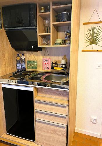 廚房, Altstadt-Studio am Rhein mit Parkplatz in 施泰因安姆萊茵城