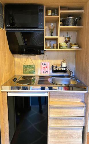 廚房, Altstadt-Studio am Rhein mit Parkplatz in 施泰因安姆萊茵城