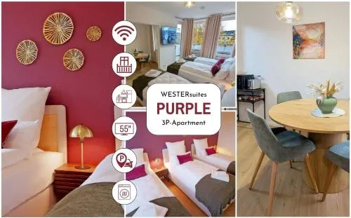 WESTERsuites - Purple - 1BR Zentral Balkon WLAN 3 Betten Waschtrockner in Bremen, Deutschland