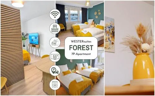WESTERsuites - Forest - 3BR Zentral Balkone WLAN 7 Betten Waschtrockner in Bremen, Deutschland
