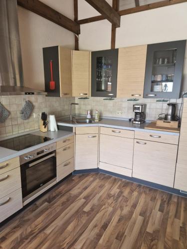 廚房, Ferienwohnung auch für Monteure geeignet (Ferienwohnung auch fur Monteure geeignet) in 弗雷倫