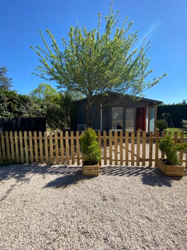 Dārzs, Chalet bois cosy indépendant climatisé avec petit jardin (Chalet bois cosy independant climatise avec petit jardin) in Saint-Jean-de-Niost (Rhone-Alpes)