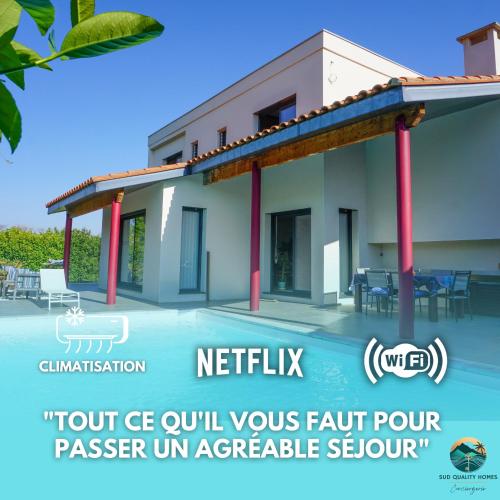 Villa Soléa • Piscine privée •Clim•8 pers •Canohès gîte à louer Canohès