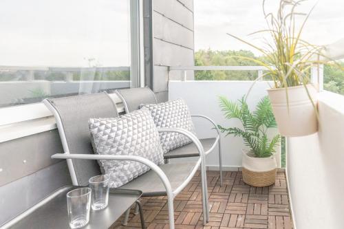 陽台/露台, MR Living I modernes Apartment mit Einzelbetten, voll ausgestattete Kuche, Balkon, WLAN, Parkplatz,  in 林登