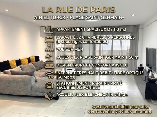 Rue de Paris - Plage Saint Germain - vue sur mer - in Ain El Turk