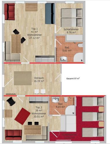 平面圖, Appartement Bergschaf in 霍爾茨高