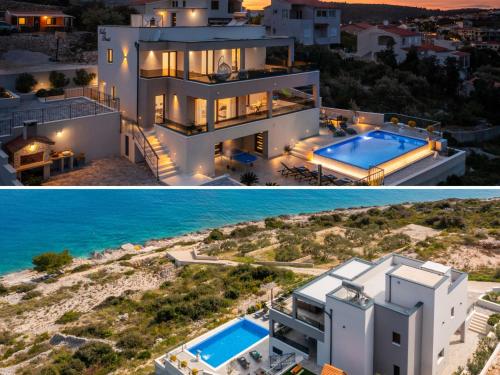 Luxury seaside Villa Porat with pool, sauna and sea view in Kanica - Rogoznica – khách sạn tại Dvornica